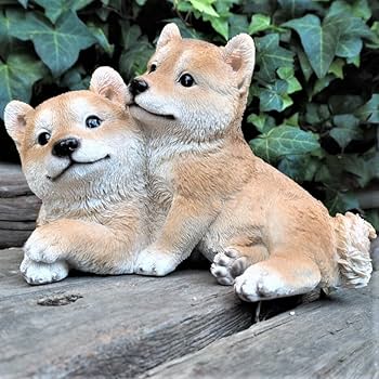 新品　陶器犬　大型犬　柴犬　難有　オブジェ　置物　イエロー　黄　ガーデニング　庭 shiba_h13316_1.jpg